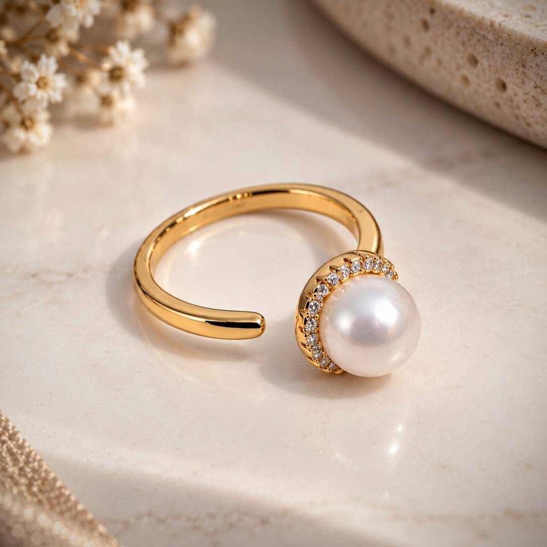 Pearl Halo Open Ring