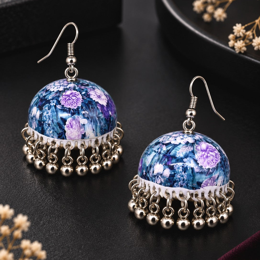 Floral Print Jhumka Earrings