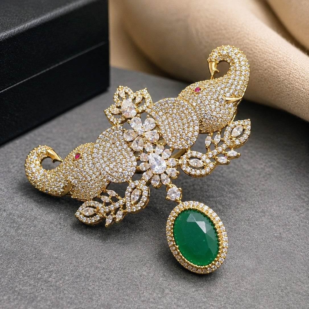 Twin Elephant Drop Ring