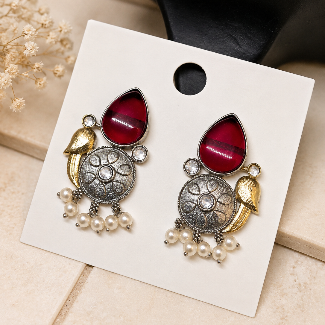 Crimson Bird Earrings