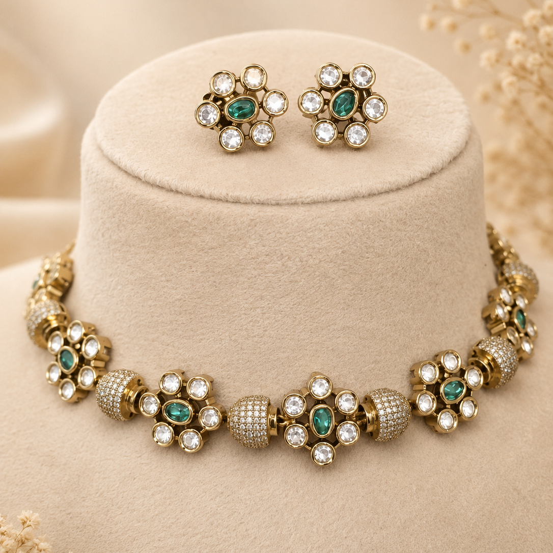 Premium Kundan Floral Necklace