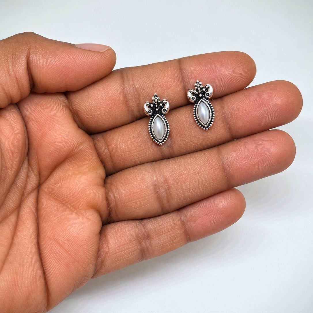 Oxidised Marquise Pearl Choker Necklace Set