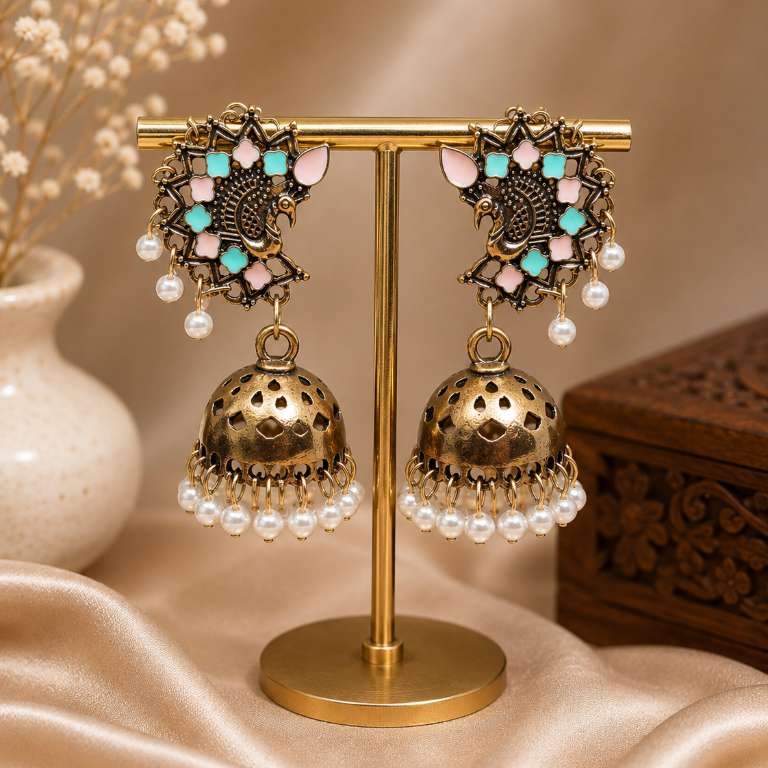 Peacock Dome Jhumka Earrings