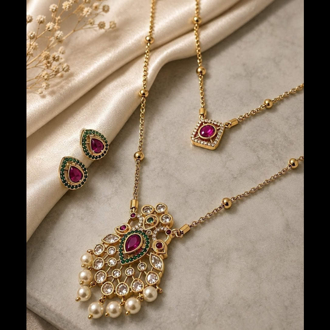 Layered Kundan Pendant Necklace