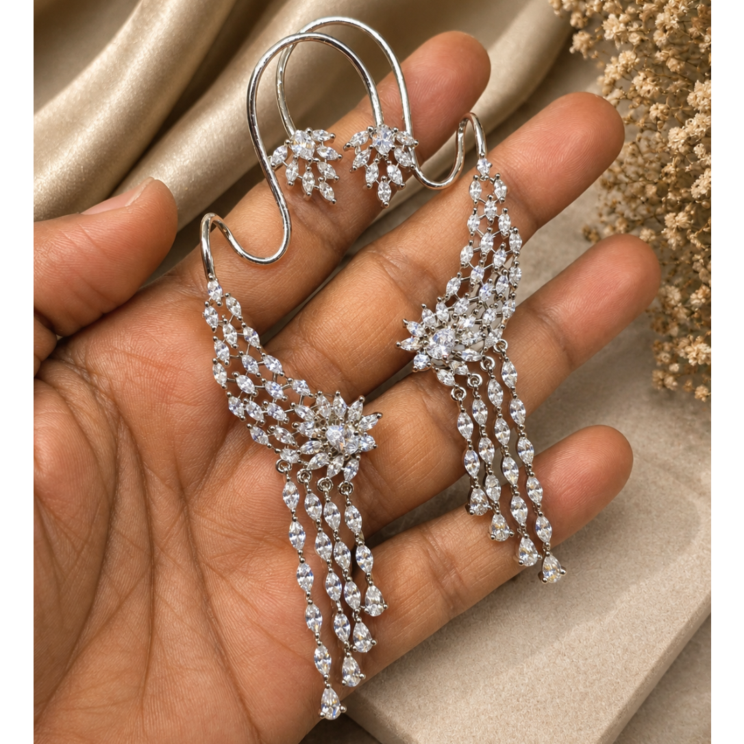 Cascade Fringe Cuff Earrings