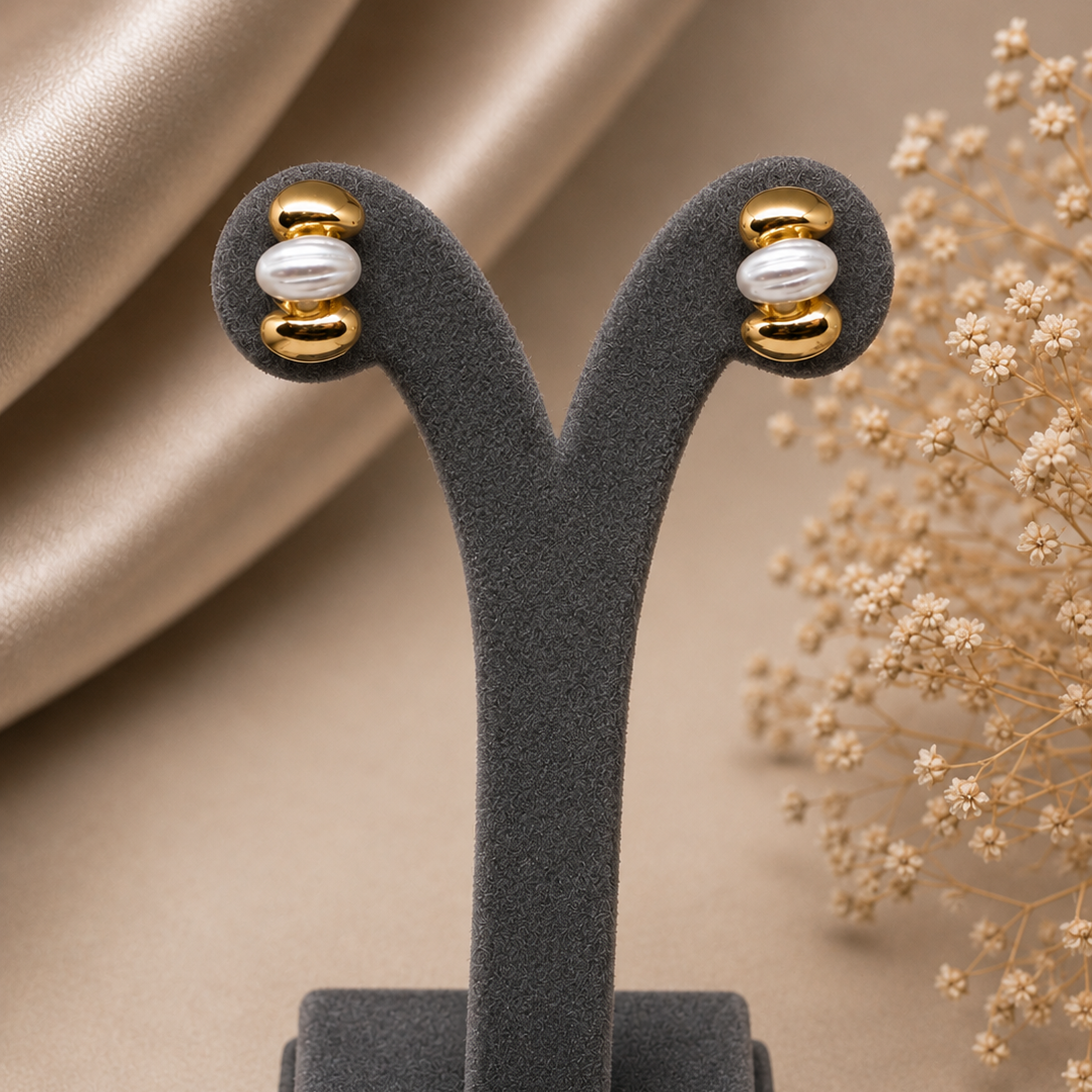 Domed Pearl Earrings