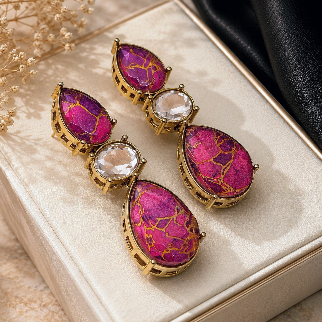 Marbled Stone Drop Earrings