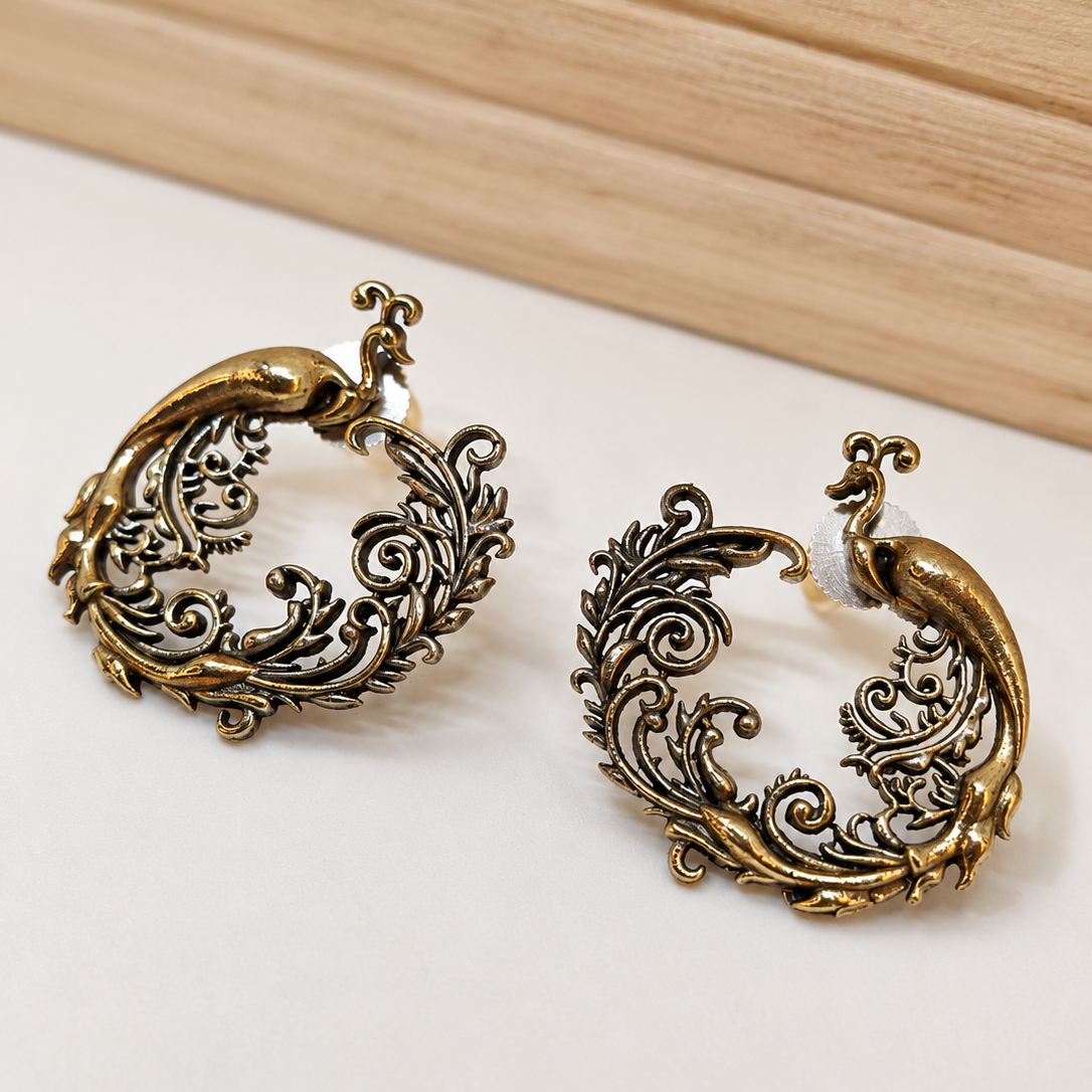 Peacock Scroll Earrings