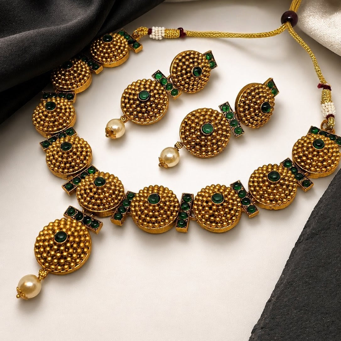 Bead Cluster Pearl Drop Necklace