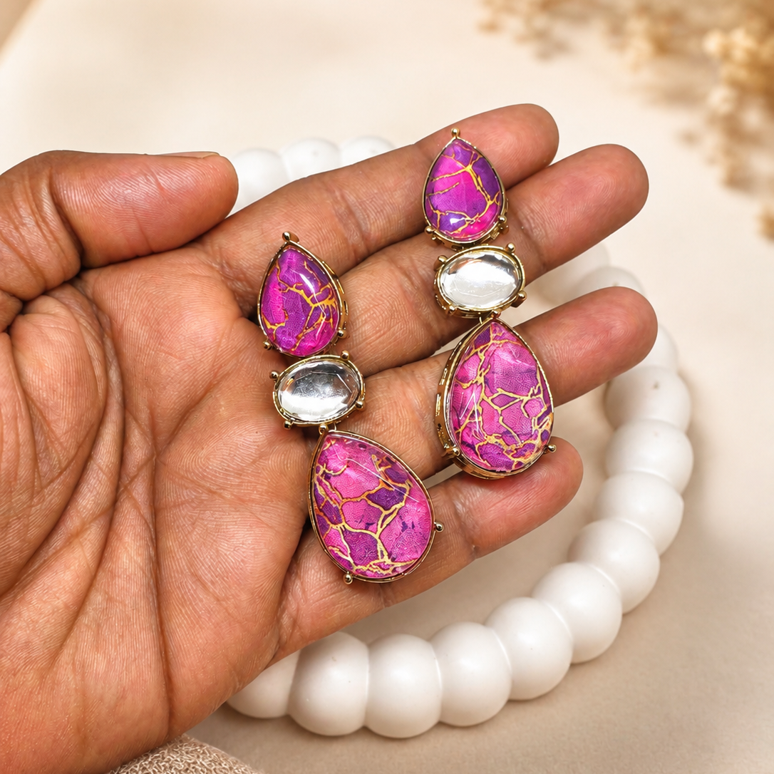 Marbled Stone Drop Earrings