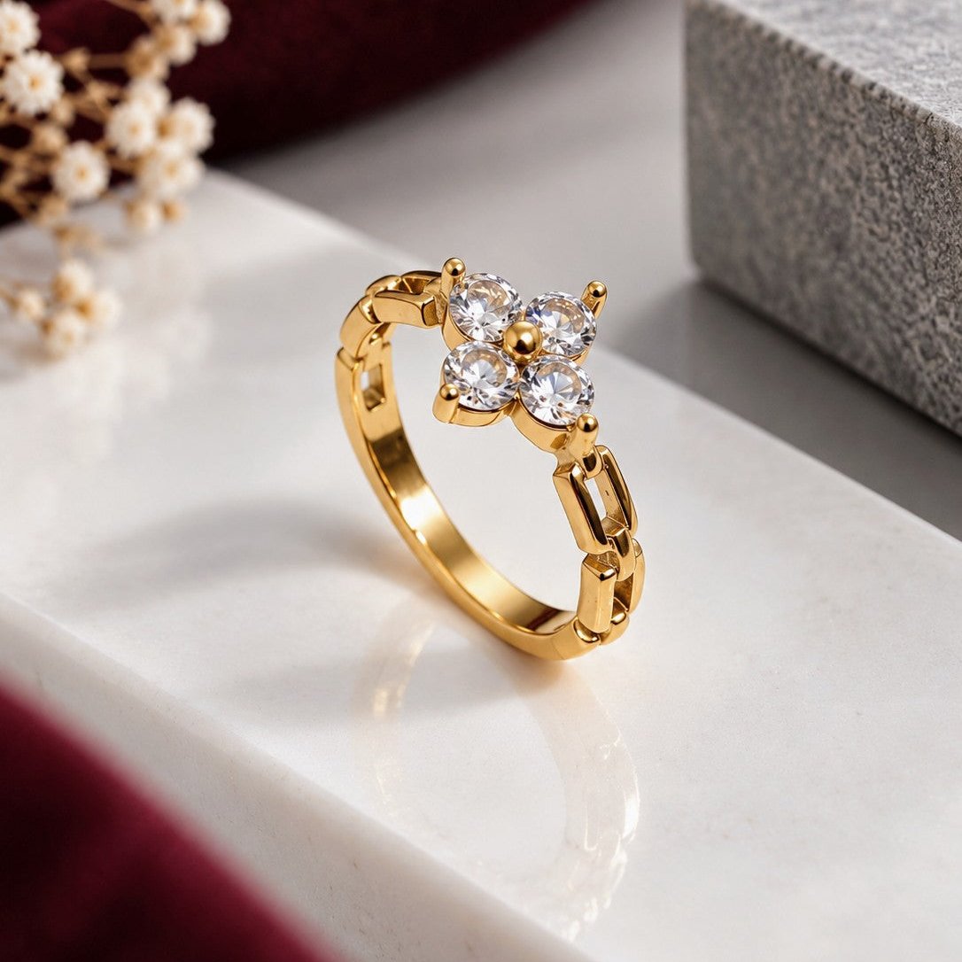 Four Stone Clover Ring