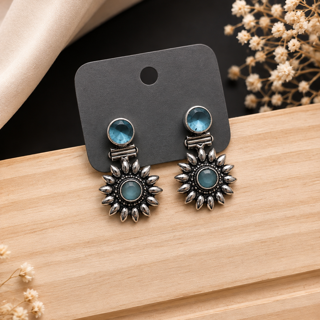 Blue Sunburst Earrings