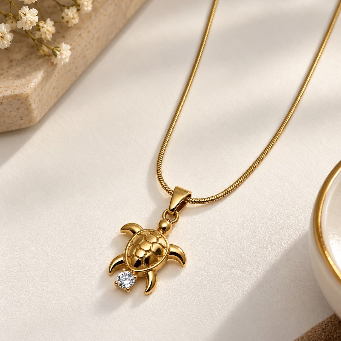 Textured Turtle Pendant Necklace