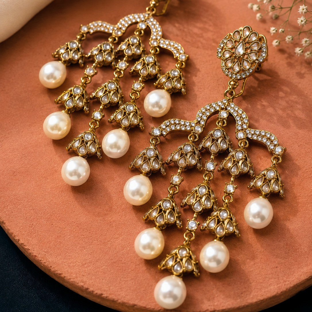 Kundan Jhumka Chandelier Earrings