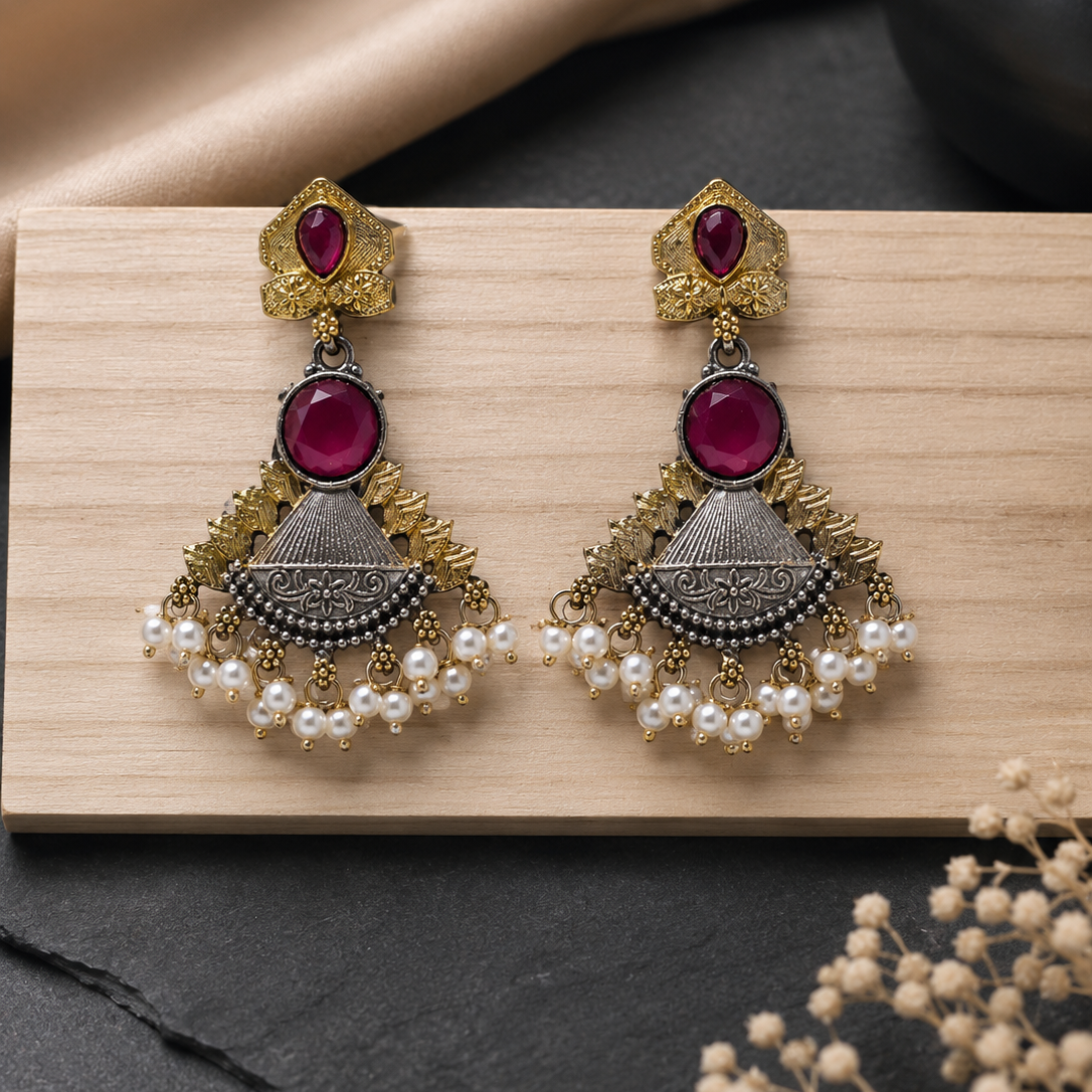 Crimson Fan Earrings