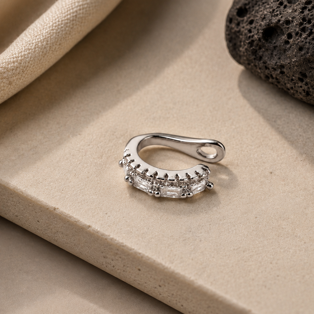 Baguette Row Cuff Earrings