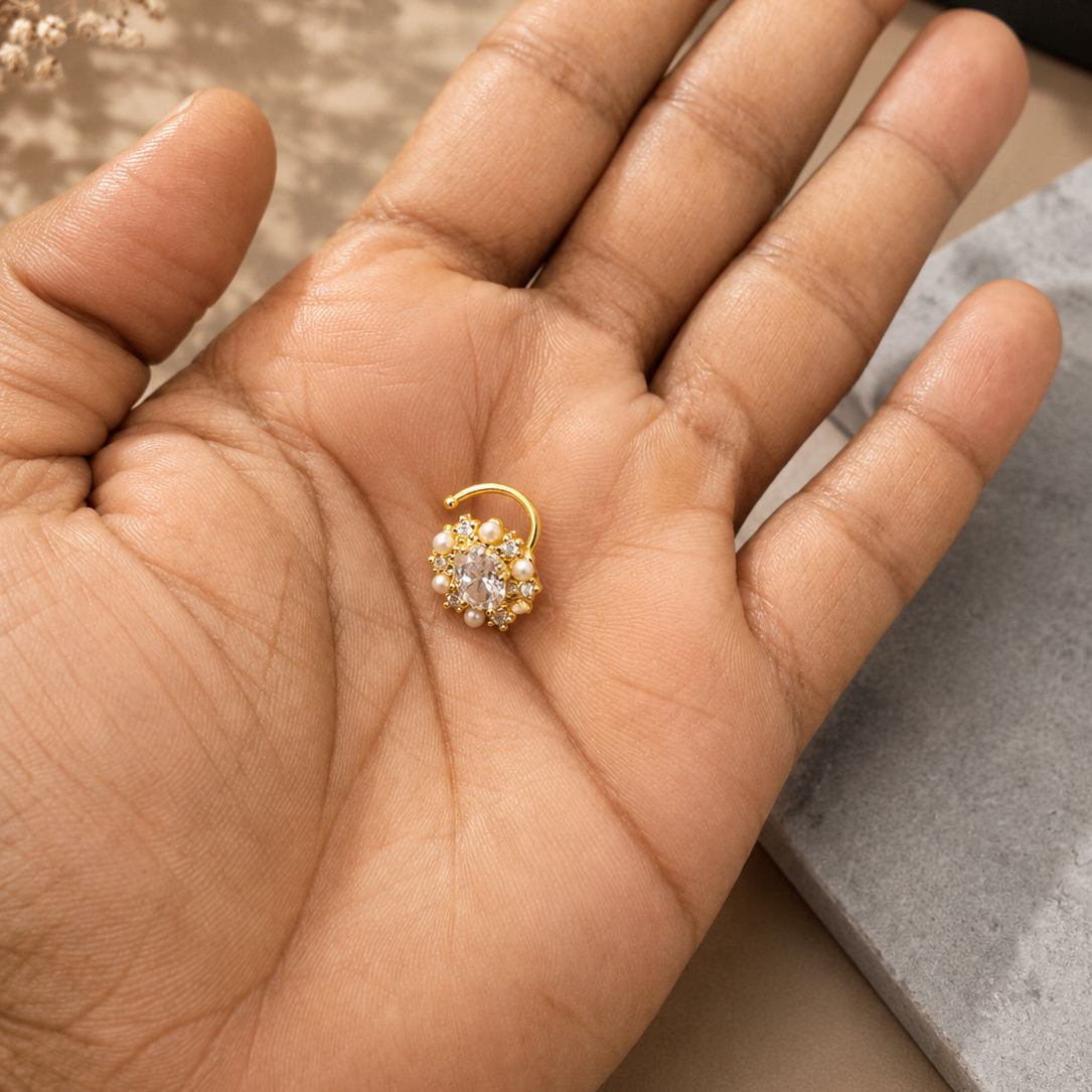 Pearl Halo Cuff Earrings