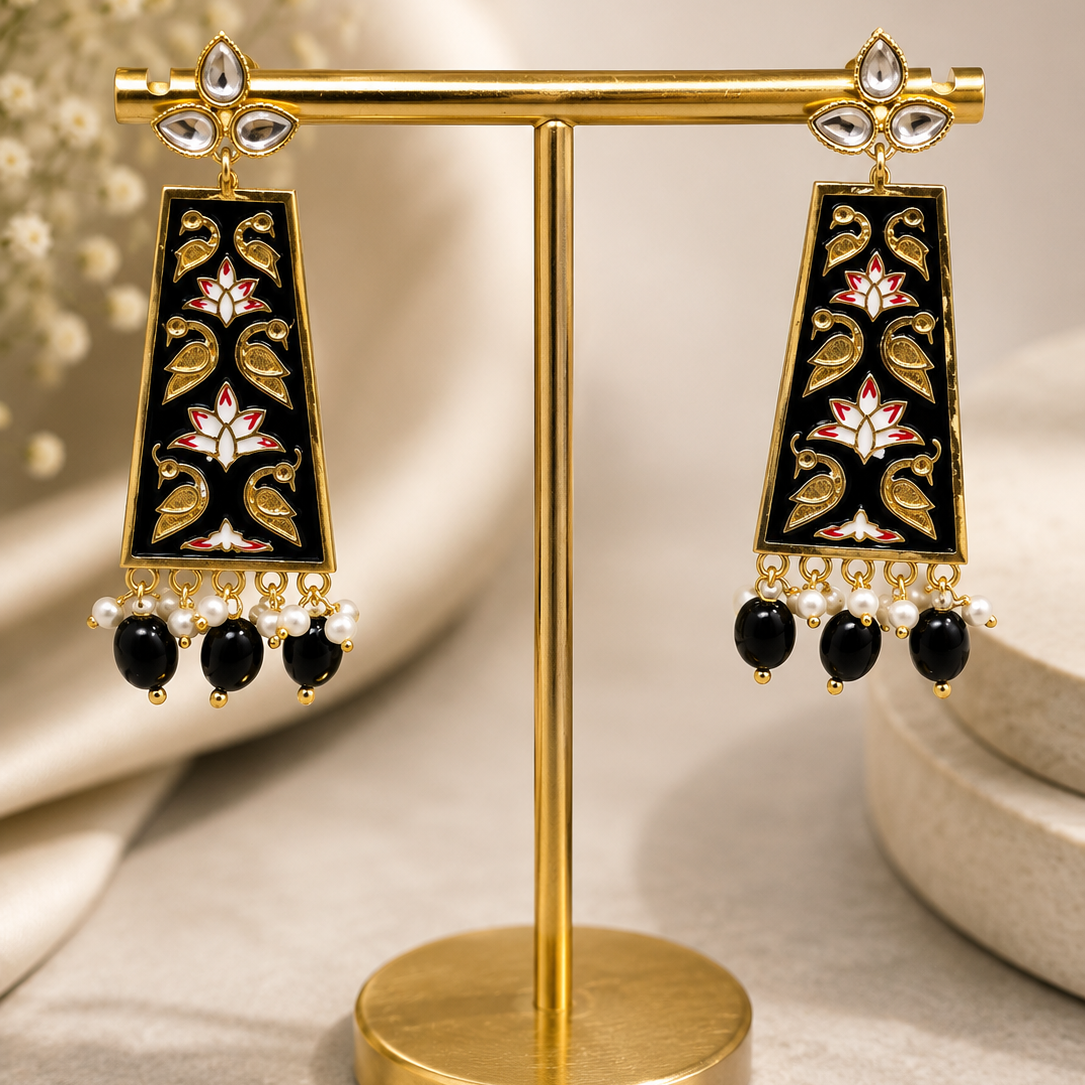 Meenakari Panel Drop Earrings