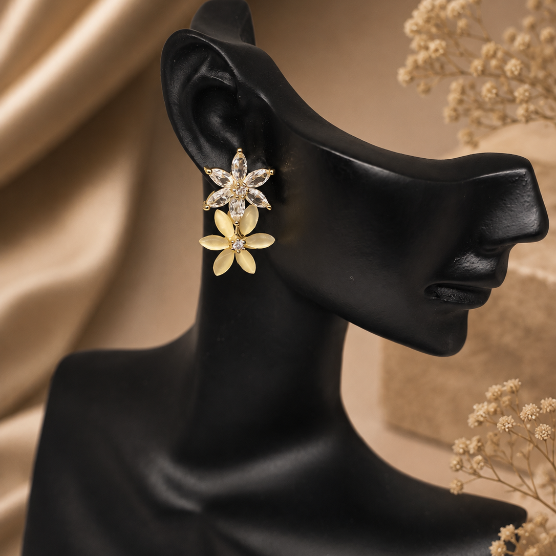 Double Bloom Drop Earrings