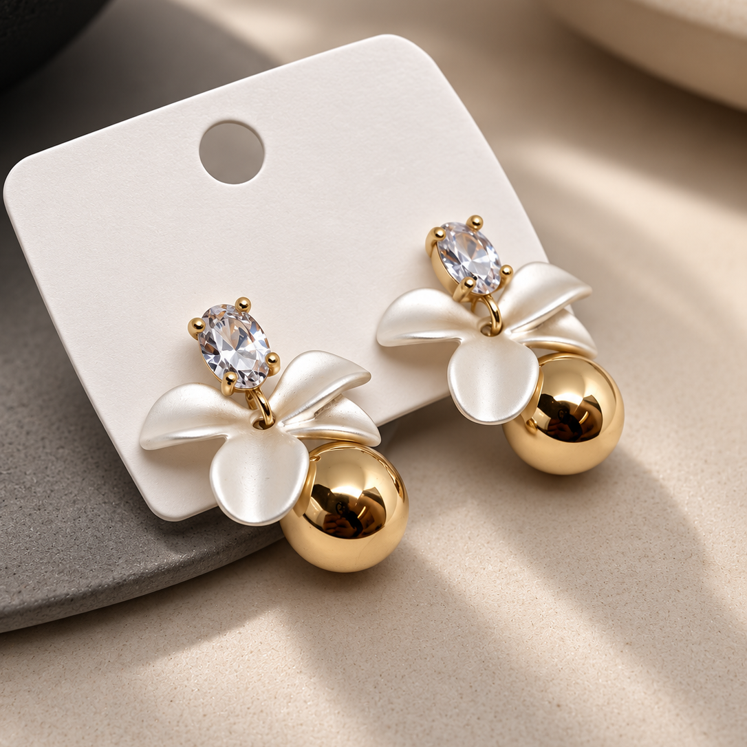 Satin Bow Orb Earrings