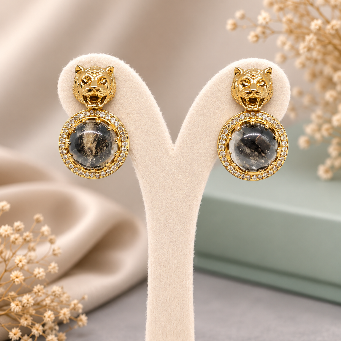 Tiger Halo Drop Earrings