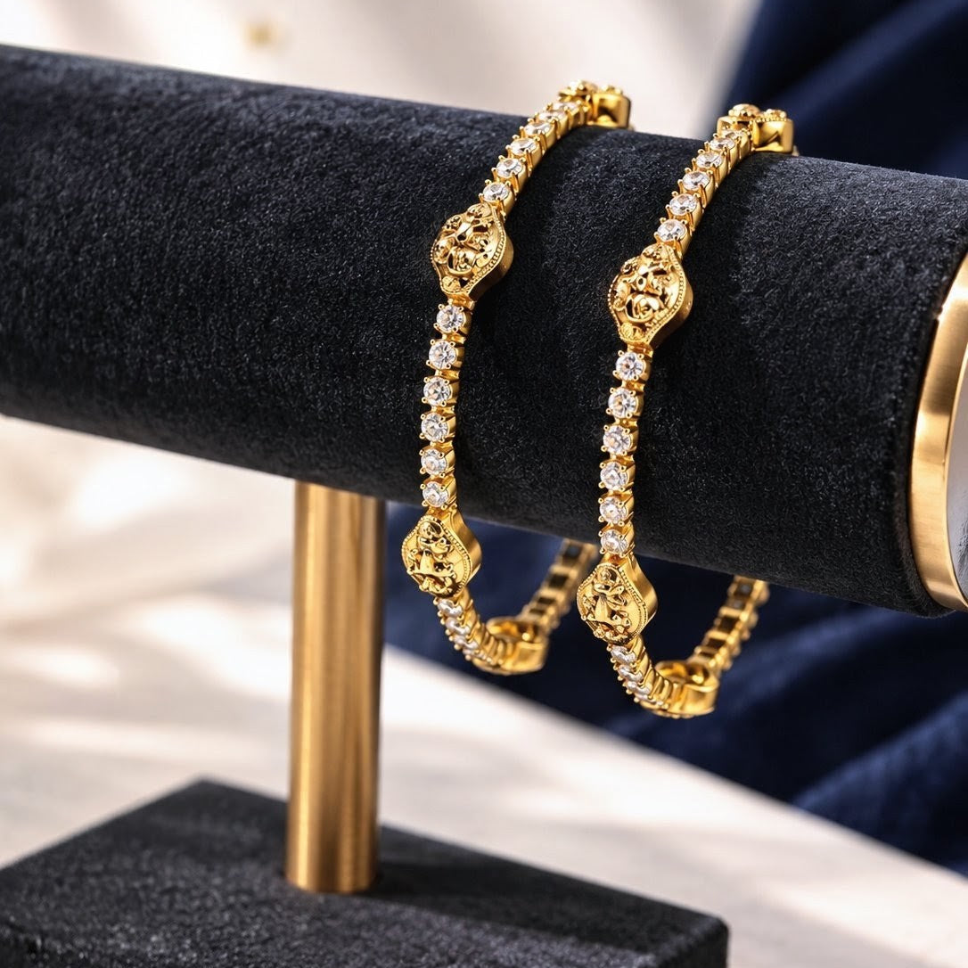 Stone Medallion Tennis Bangle