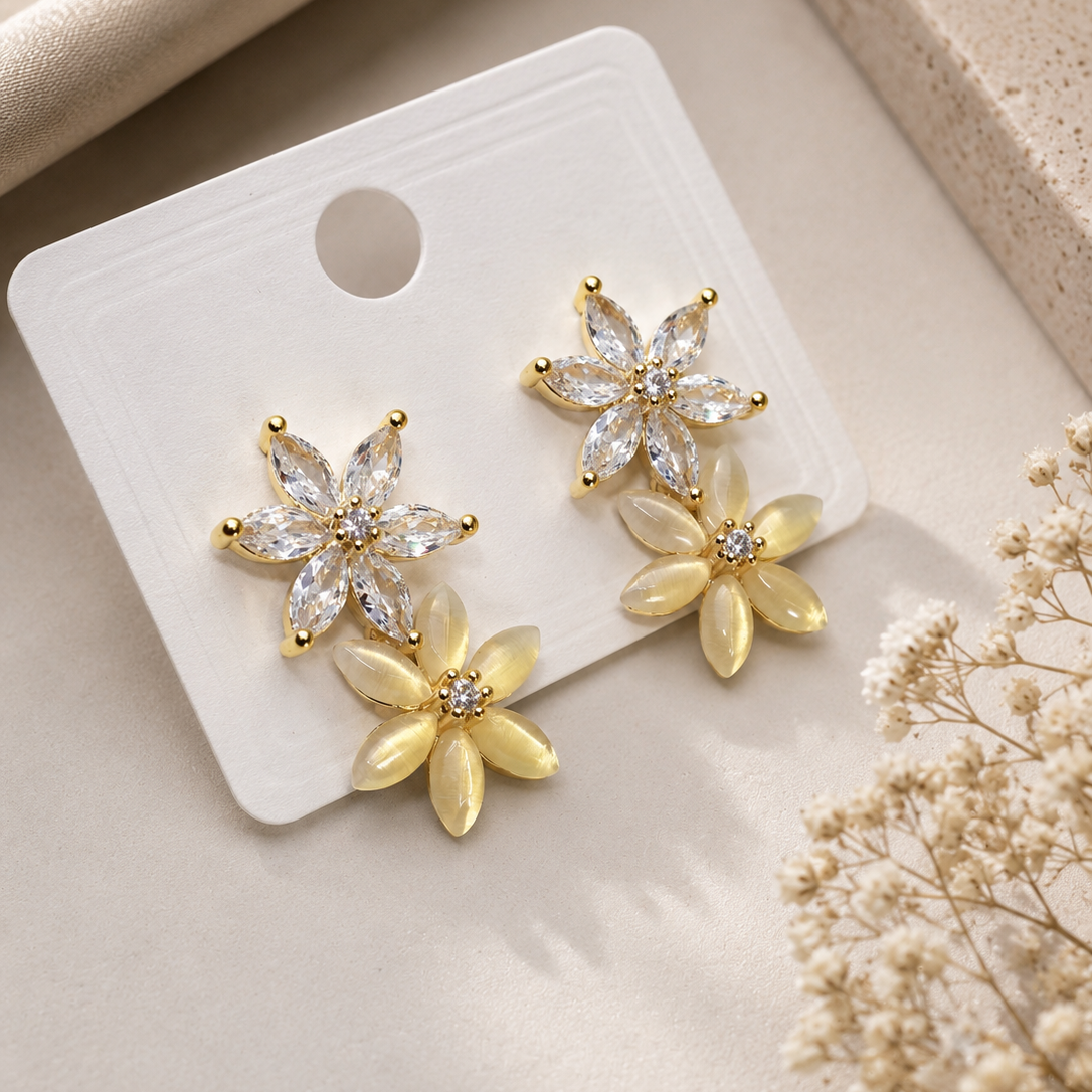 Double Bloom Drop Earrings