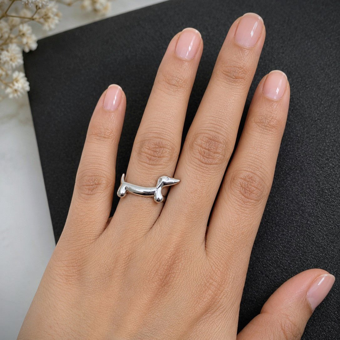 Elongated Dog Silhouette Ring