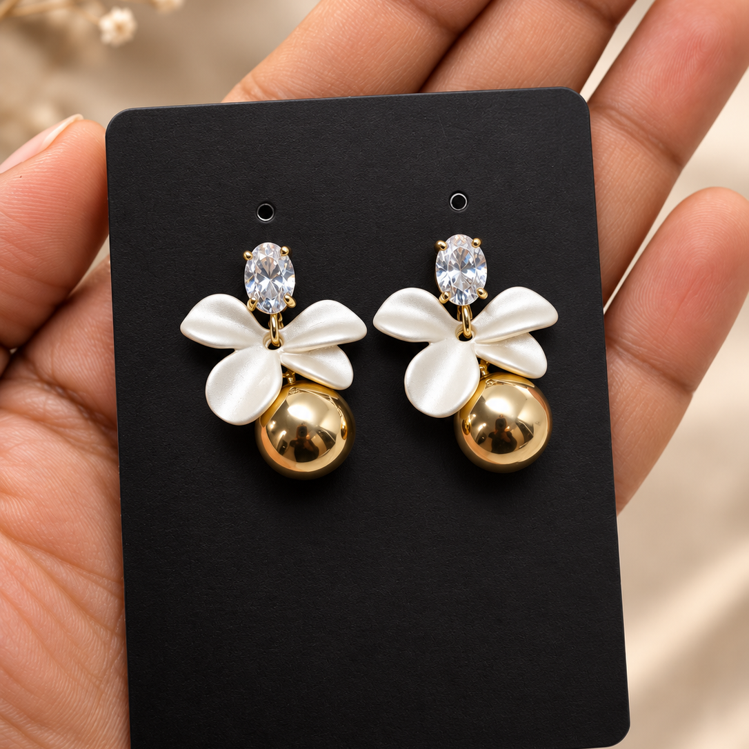 Satin Bow Orb Earrings