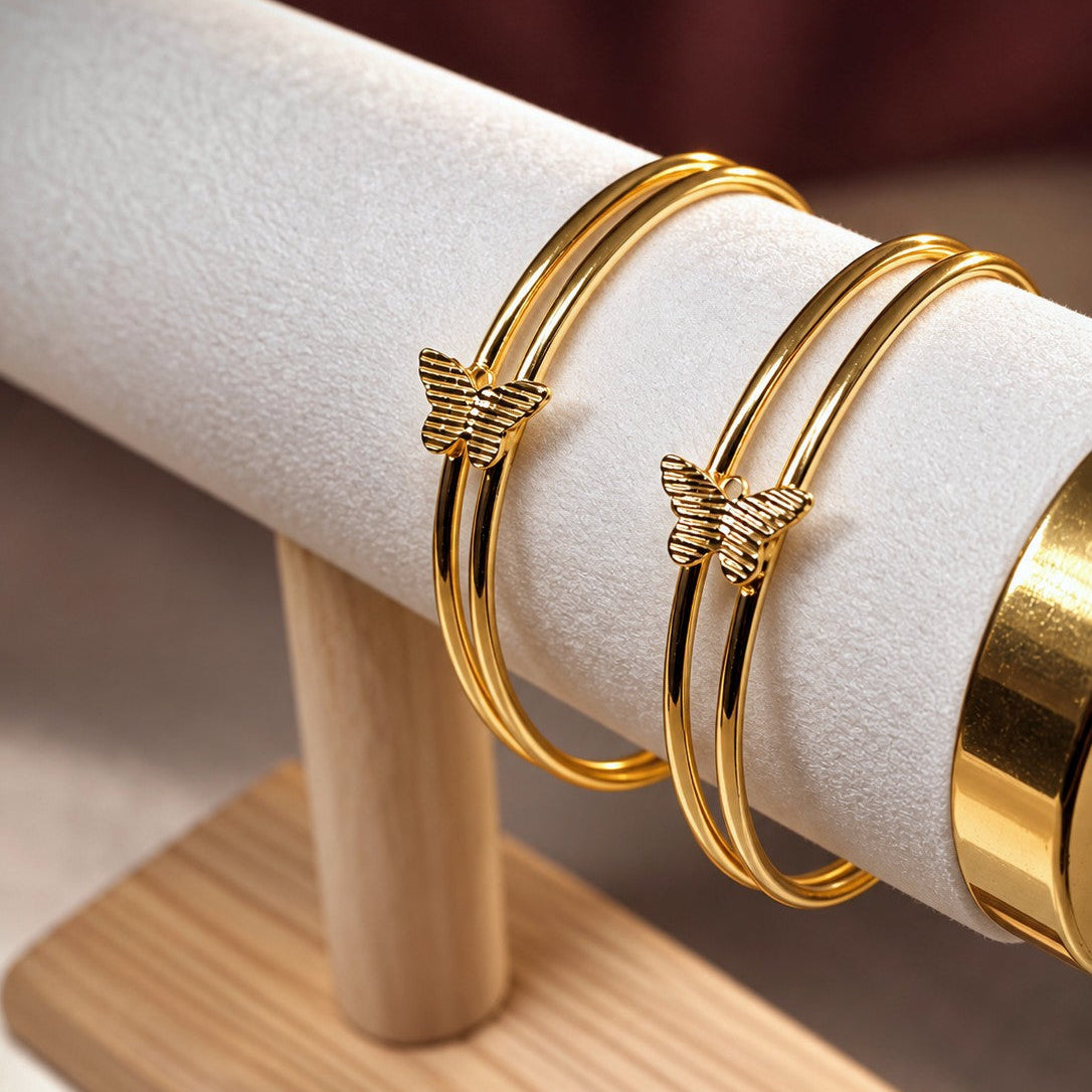 Triple Wire Butterfly Bangle