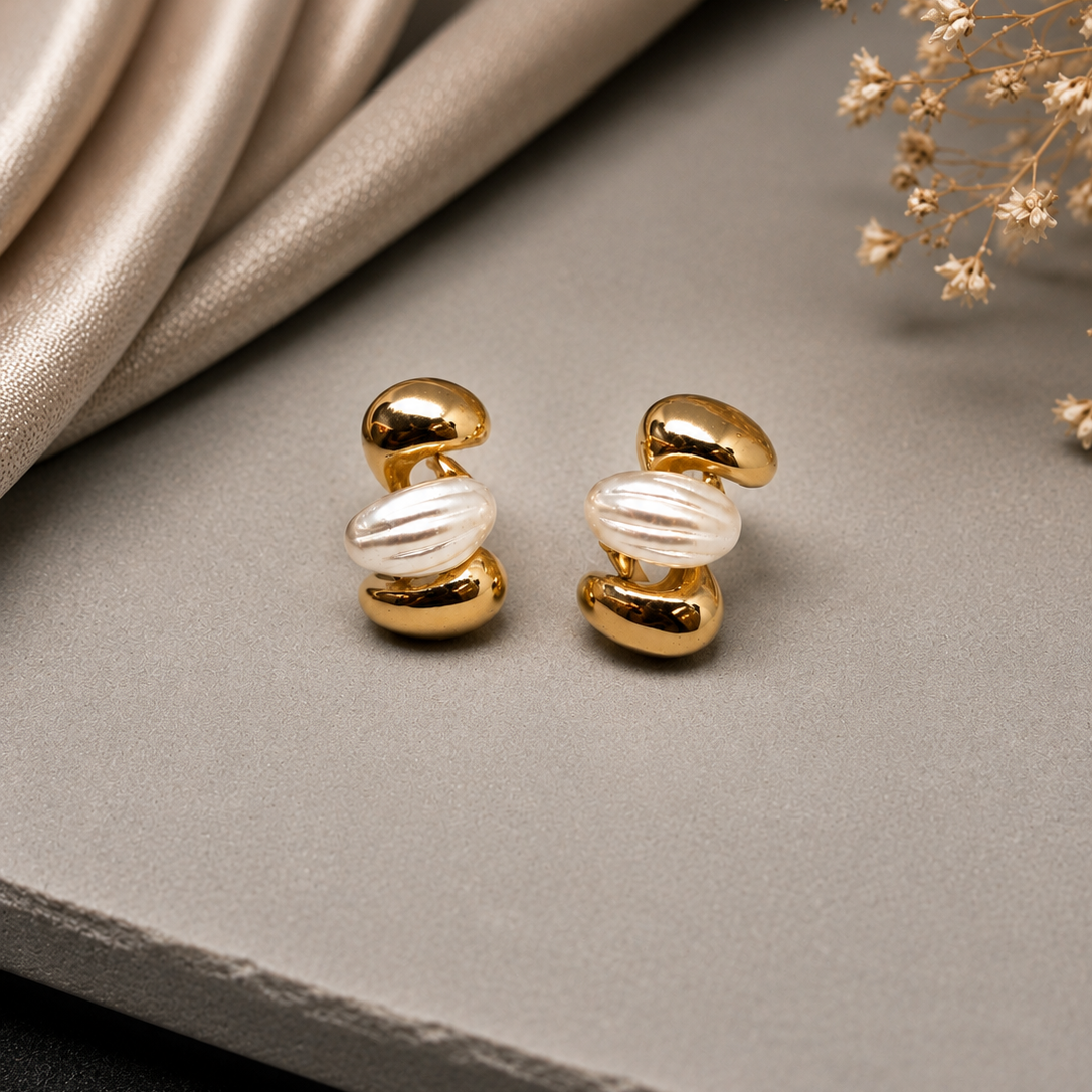 Domed Pearl Earrings