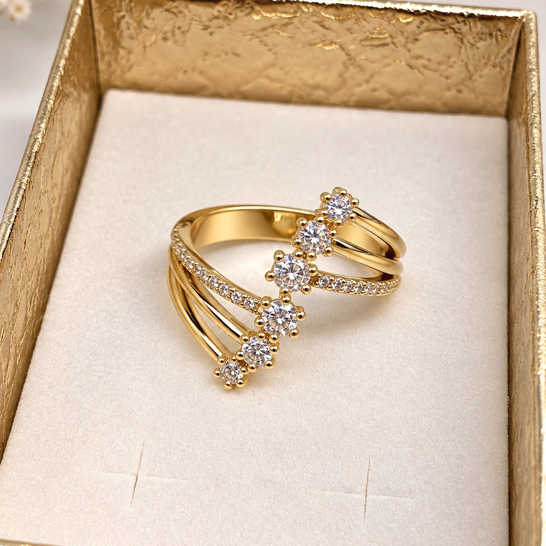 Graduated Stone Chevron Ring