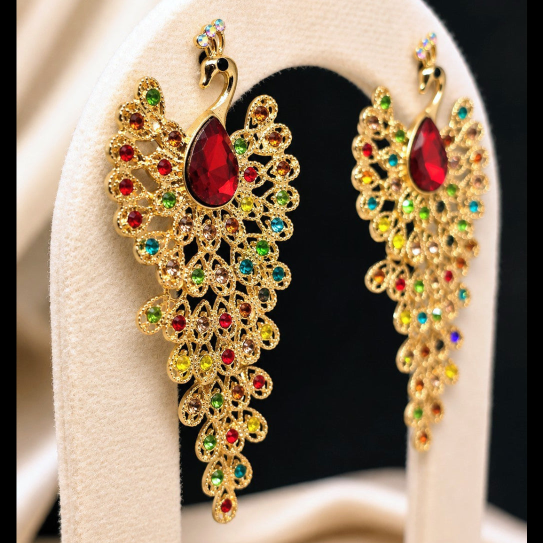 Peacock Feather Drop Earrings