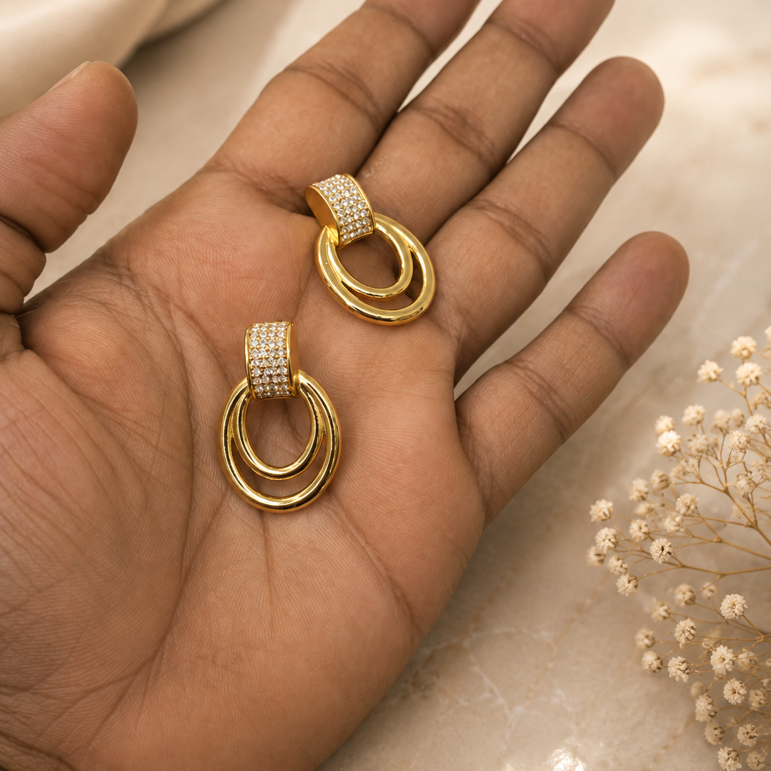 Pave Oval Hoop Earrings