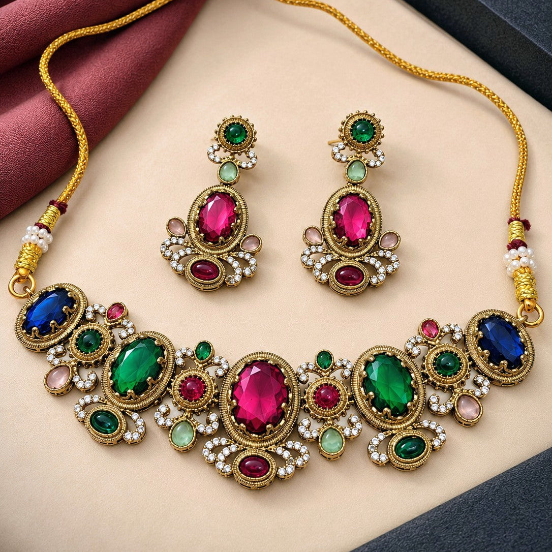 Jewel Garden Scalloped Bib Necklace