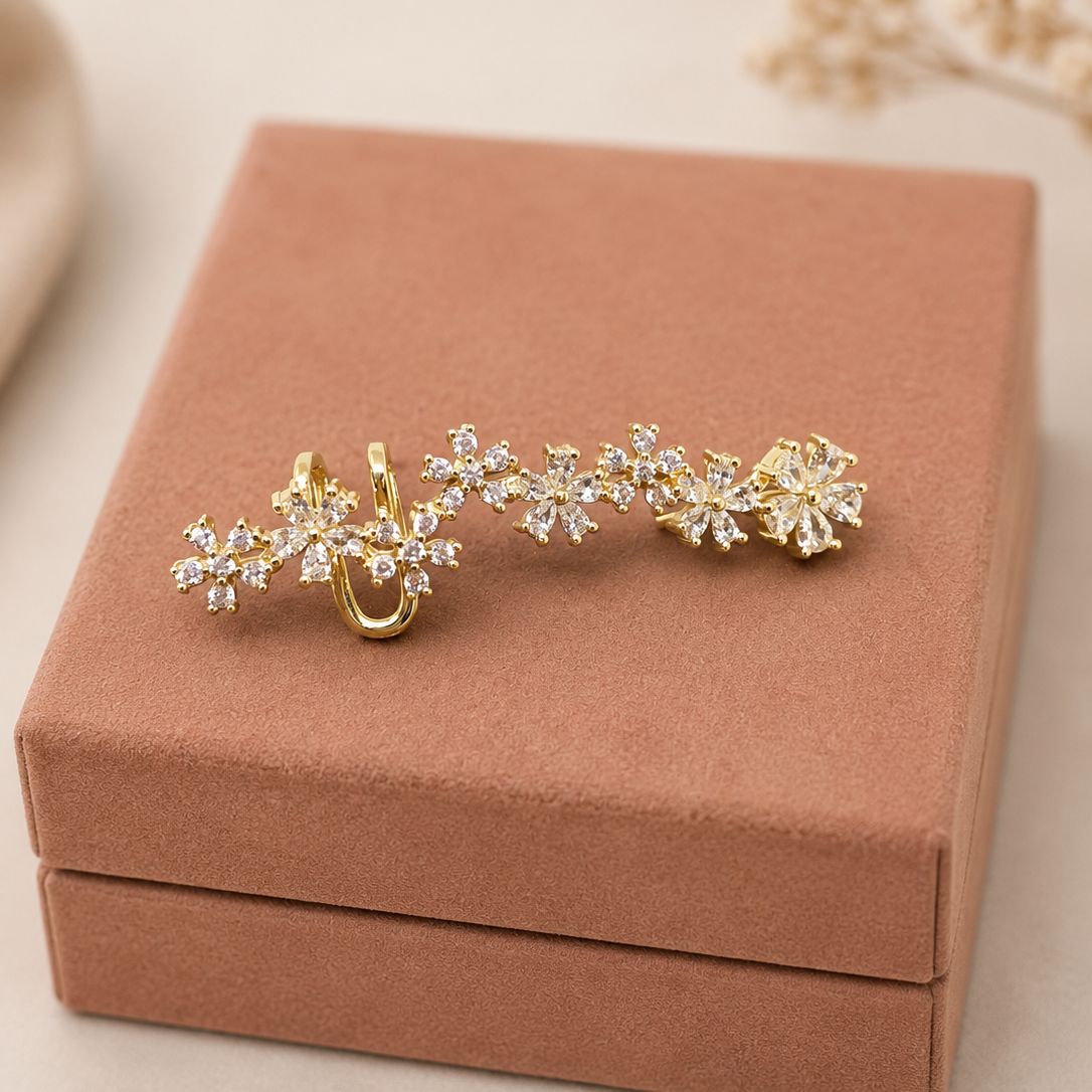 Floral Vine Cuff Earrings