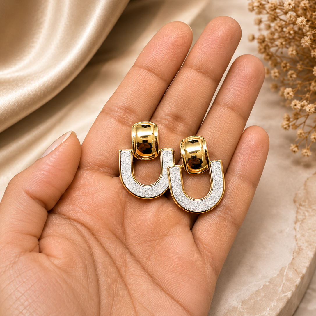 Glitter Arch Earrings