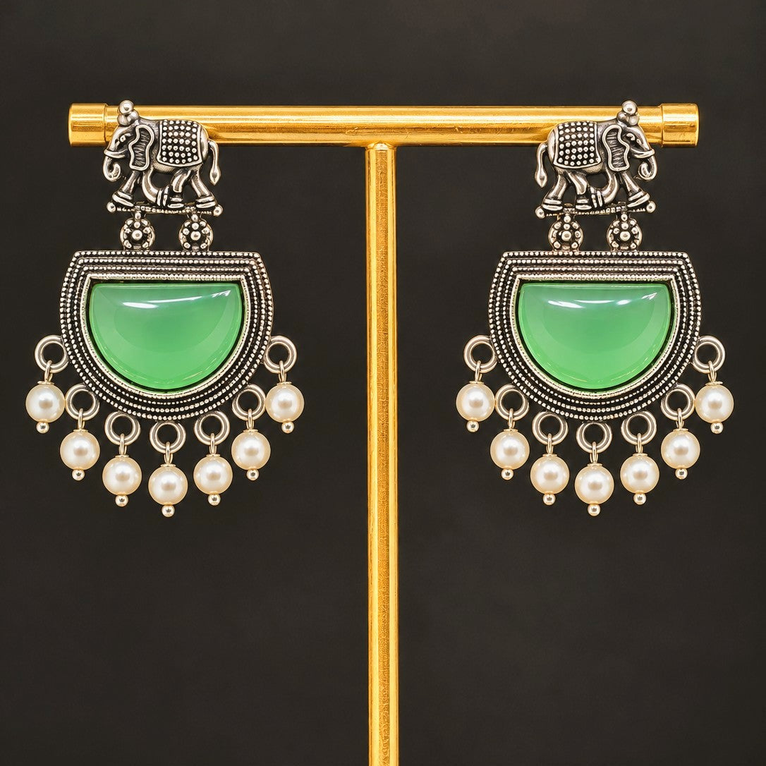Elephant Half Moon Drop Earrings