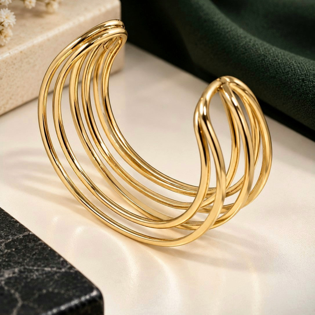 Hammered Oval Bangle Bracelet