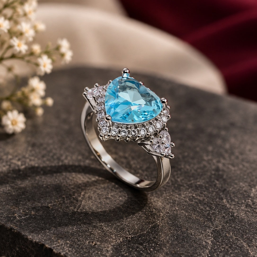 Heart Cut Halo Ring