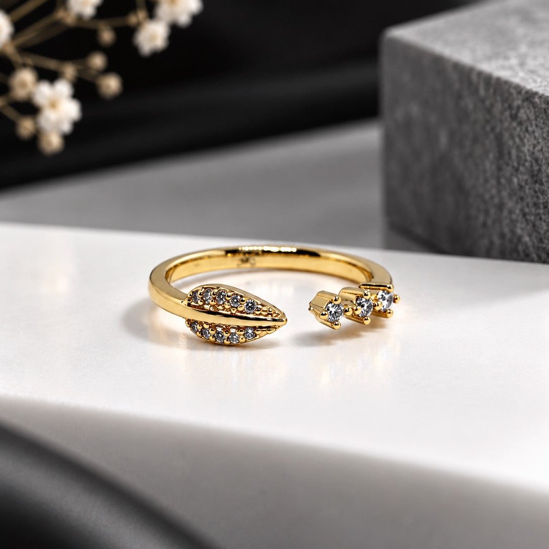 Leaf Stone Open Ring