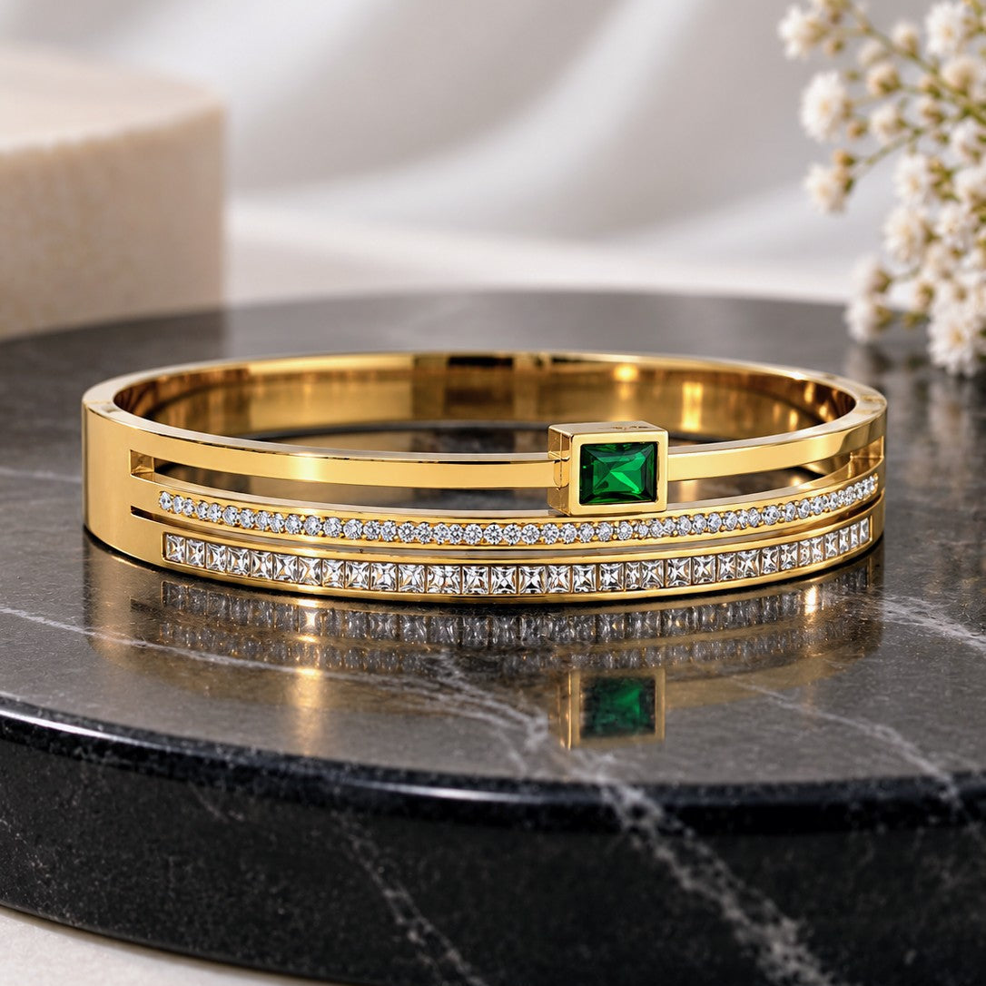 Pave Princess Cut Bangle