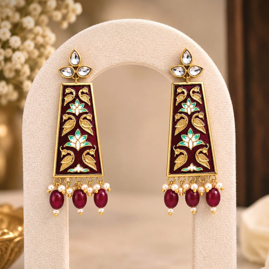 Meenakari Panel Drop Earrings