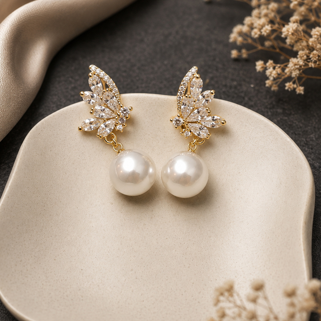 Pearl Wing Drop Earrings