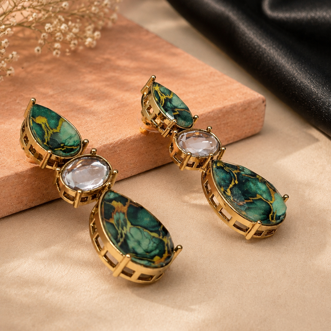Marbled Stone Drop Earrings