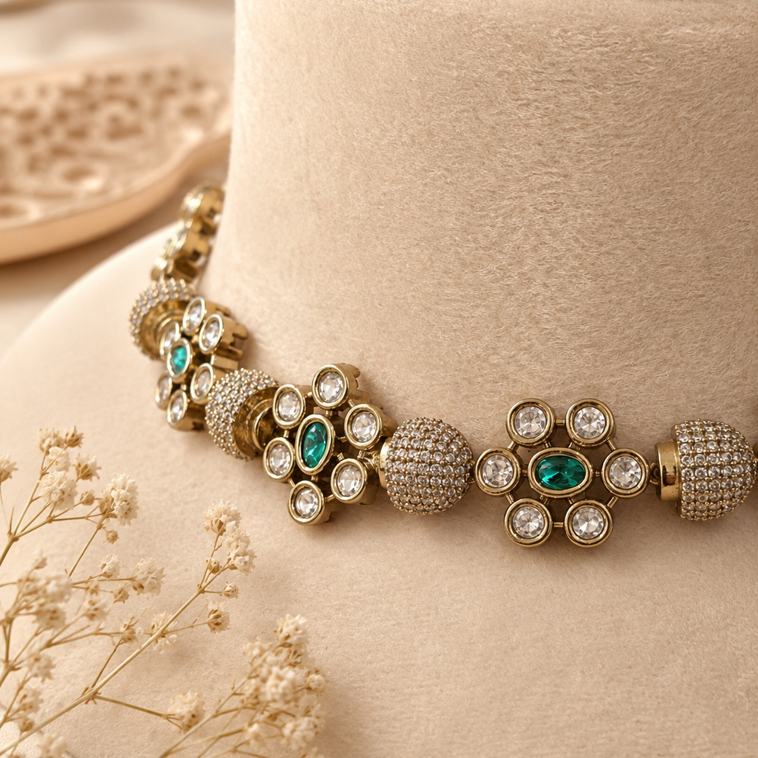 Premium Kundan Floral Necklace