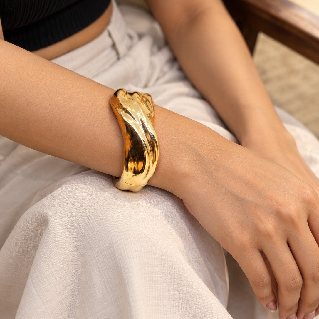 Molten Wave Sculpted Cuff Bangle