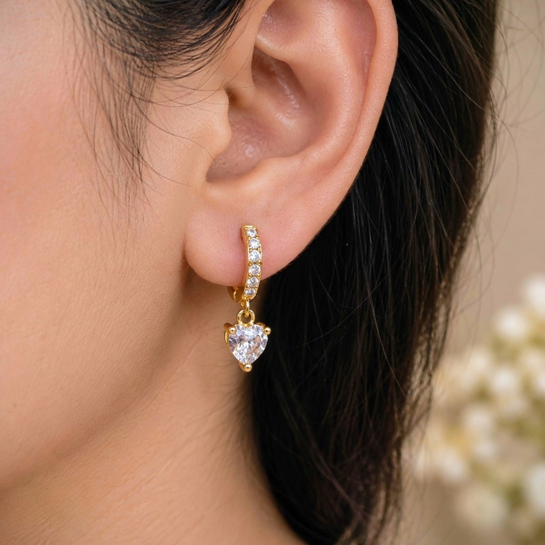 Pave Heart Huggies Earrings