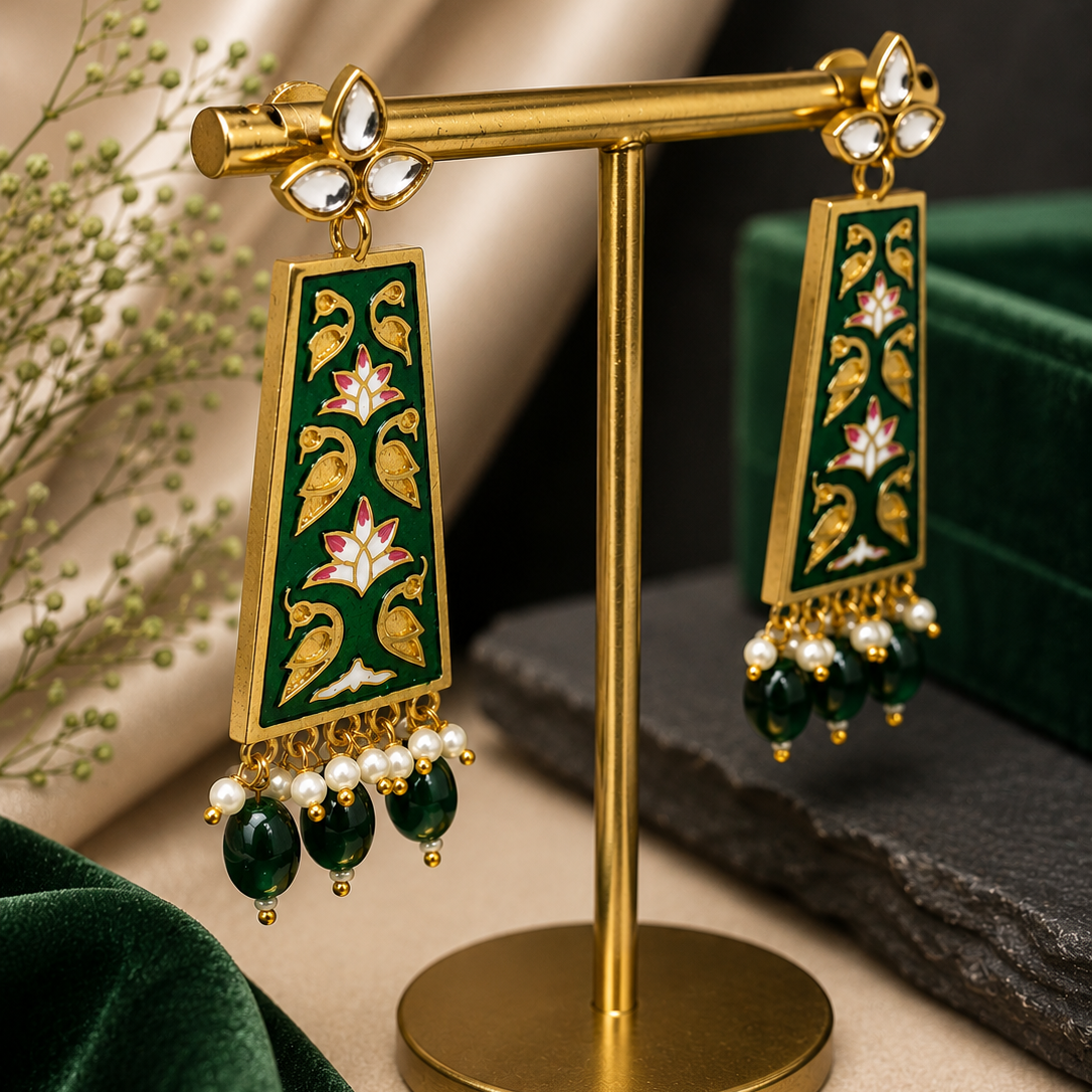 Meenakari Panel Drop Earrings