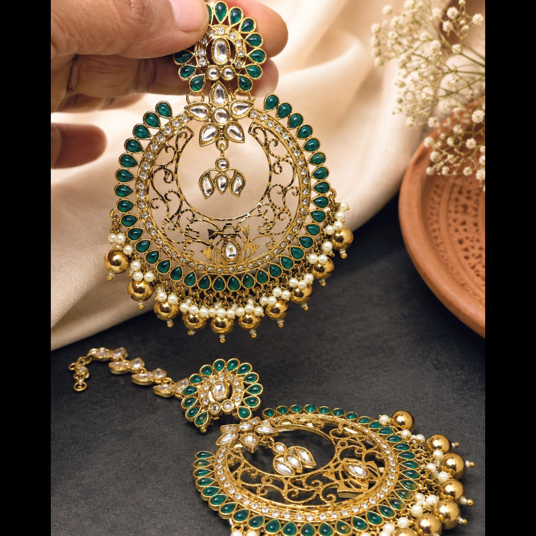 Chandbali Kundan Pearl Set